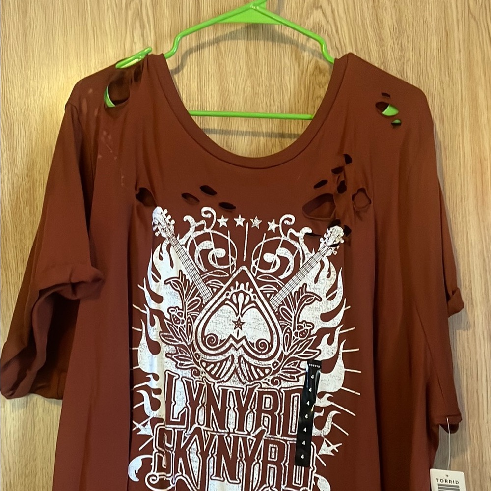 NWT Torrid Graphic Relaxed Tee in Brown and Orange - Picture 6 of 7